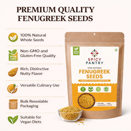 Fenugreek Seeds – All-Natural, GMO-Free, Perfect for Cooking, Spice Blends & Herbal Remedies