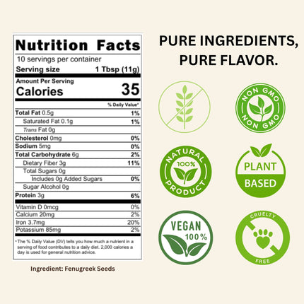 Fenugreek Seeds – All-Natural, GMO-Free, Perfect for Cooking, Spice Blends & Herbal Remedies