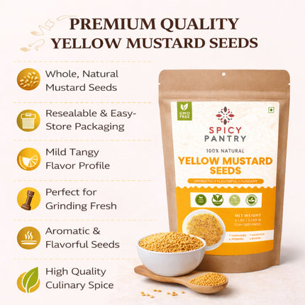 Yellow Mustard Seed – All-Natural, Non-GMO, Ideal for Pickling, Spice Blends, Mustard Making & Seeds for Planting