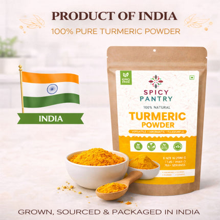 Turmeric Powder, Ground Curcuma (Haldi) All-Natural, Non-GMO, Ideal for Cooking, Golden Milk