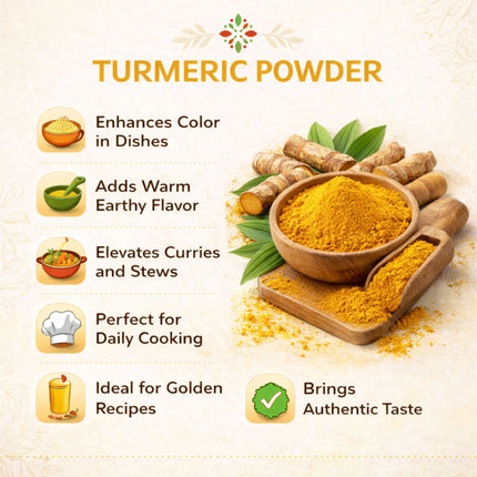Turmeric Powder, Ground Curcuma (Haldi) All-Natural, Non-GMO, Ideal for Cooking, Golden Milk