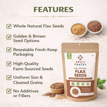 Flax Seeds, Whole, All-Natural, Non-GMO, Gluten-Friendly, Ideal for Baking, Smoothies, Toppings